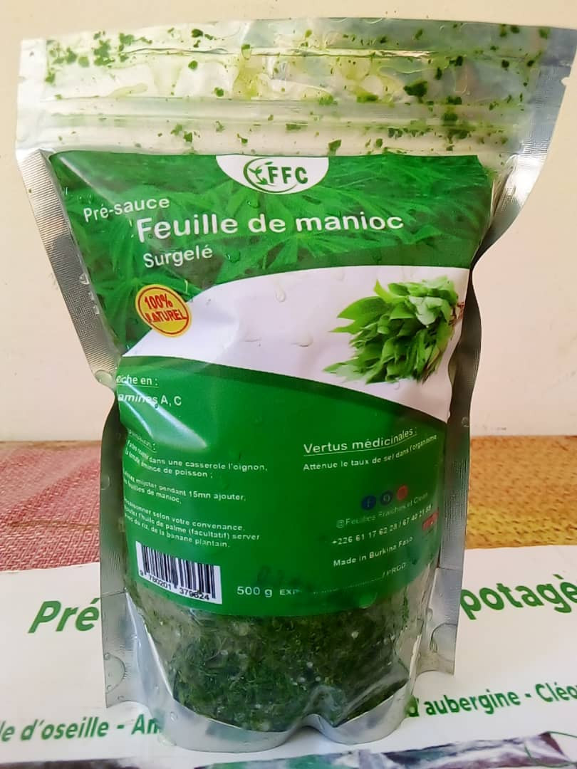 Feuilles fraiches de manioc surgelée