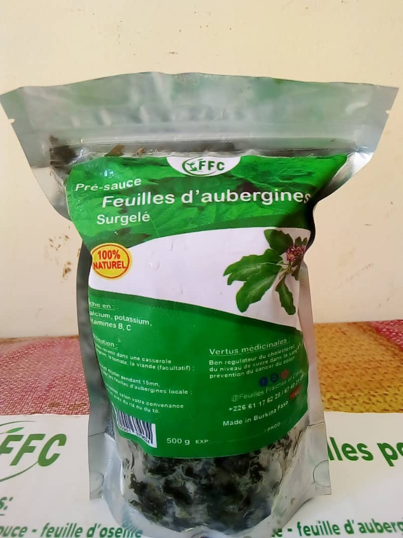 Feuilles fraiches de d'aubergines surgelée