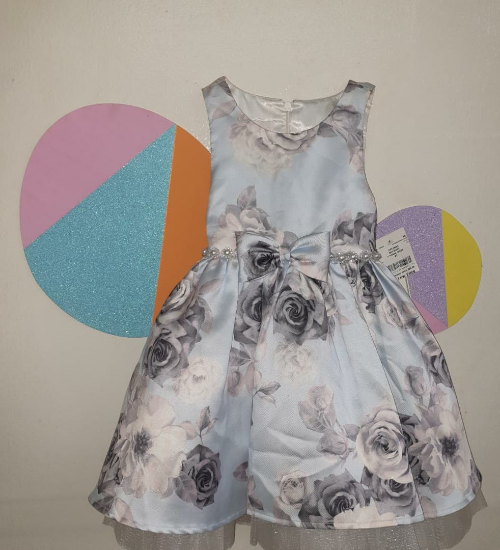 Robe fillette rose gris