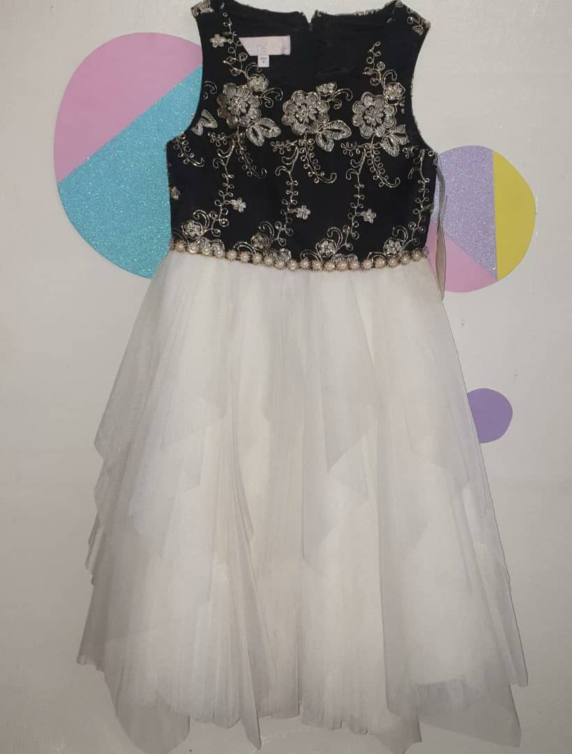 Robe Fillette Couleur Bleu Blanc